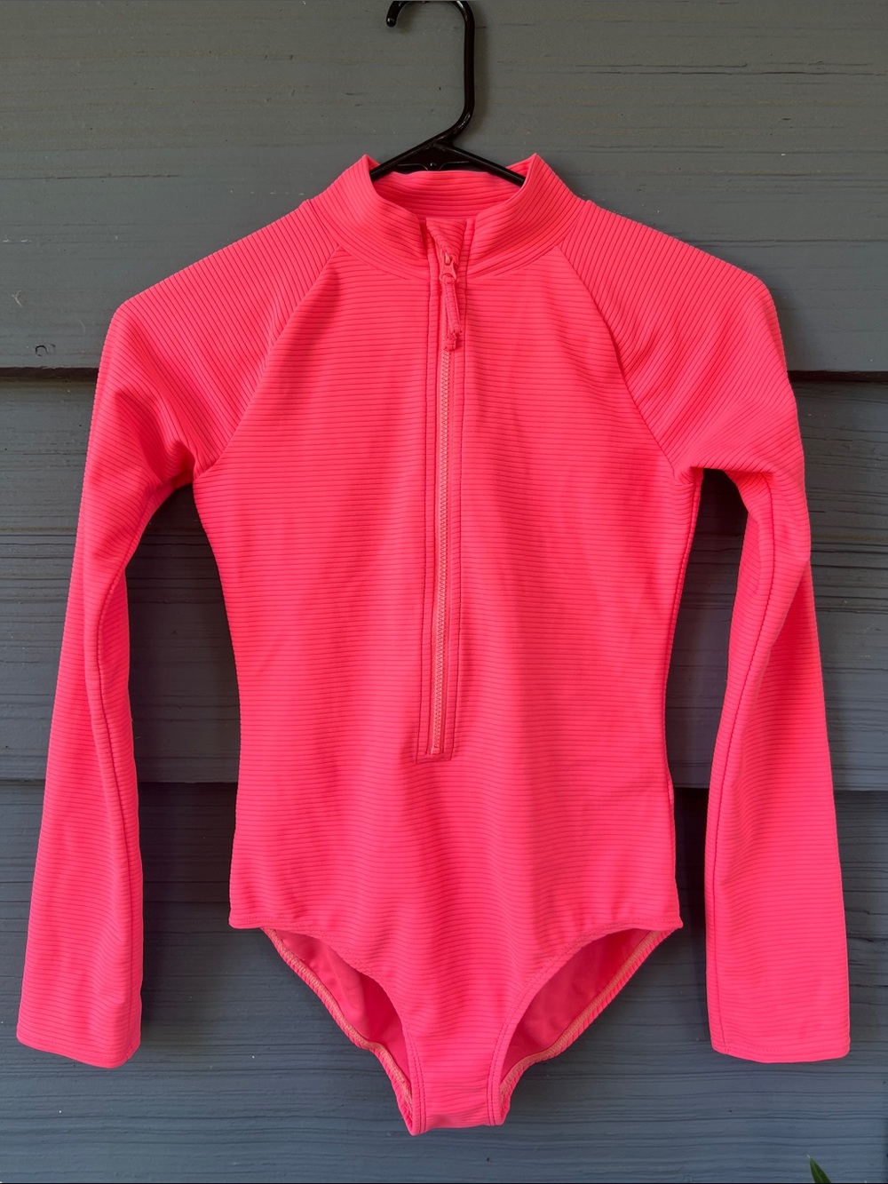 Gap Girl’s Long Sleeve Rash Guard One-Piece Swimsuit in Bright Pink